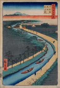 名所江戸百景四ツ木通用水引ふね 歌川広重（初代）画　安政4年（1857）刊